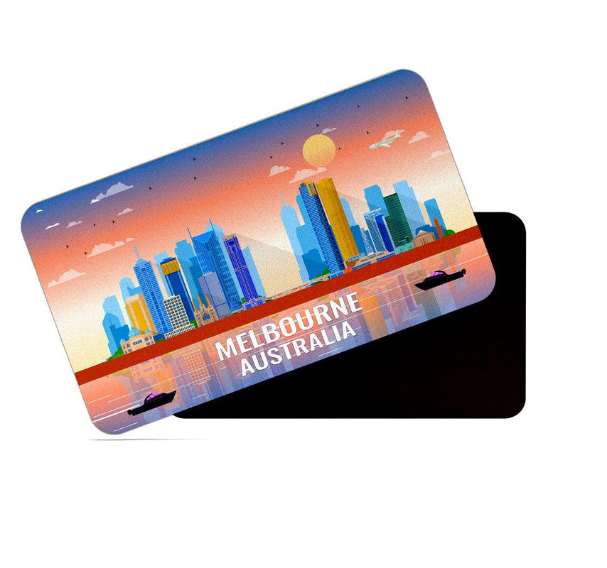 dhcrafts Rectangular Rubber Fridge Magnet / Magnetic Card Multicolor Australia Melbourne Design Pack of 1 (8.6cm x 5.4cm)